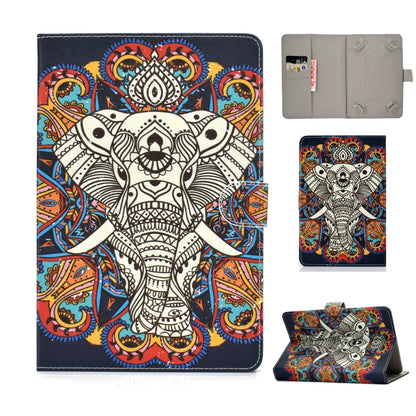 For 8 inch Universal Colored Drawing Pattern Horizontal Flip PU Leather Case with Holder & Card Slots(Colorful Elephant) - 8 inch by buy2fix | Online Shopping UK | buy2fix