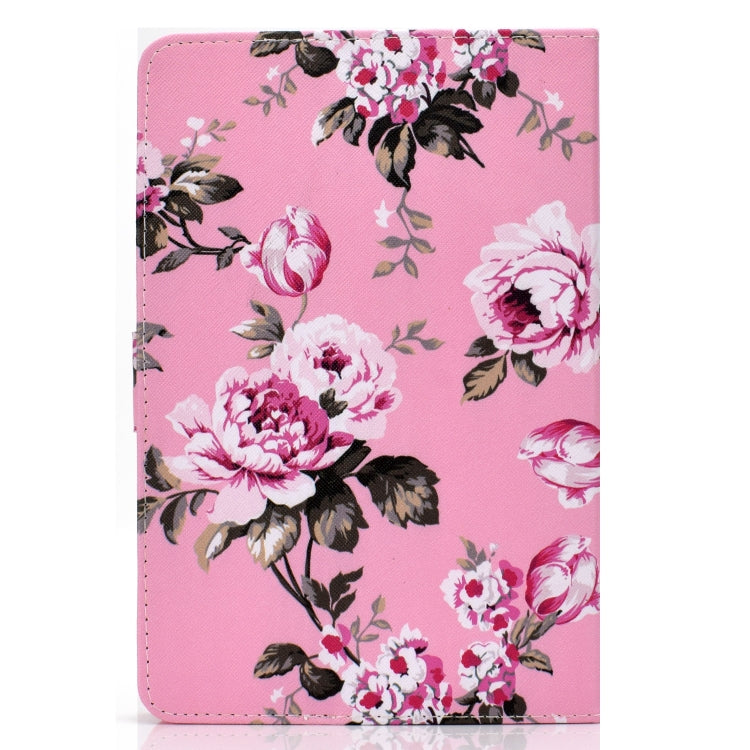For 8 inch Universal Colored Drawing Pattern Horizontal Flip PU Leather Case with Holder & Card Slots(Pink Flowers) - 8 inch by buy2fix | Online Shopping UK | buy2fix