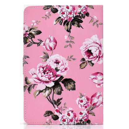 For 8 inch Universal Colored Drawing Pattern Horizontal Flip PU Leather Case with Holder & Card Slots(Pink Flowers) - 8 inch by buy2fix | Online Shopping UK | buy2fix