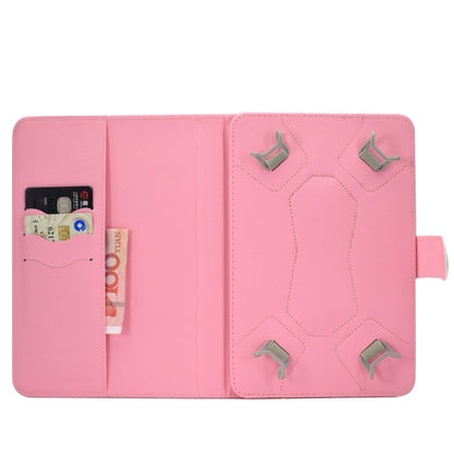 For 8 inch Universal Colored Drawing Pattern Horizontal Flip PU Leather Case with Holder & Card Slots(Pink Flowers) - 8 inch by buy2fix | Online Shopping UK | buy2fix