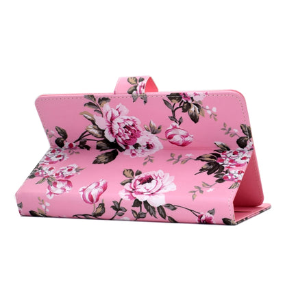 For 8 inch Universal Colored Drawing Pattern Horizontal Flip PU Leather Case with Holder & Card Slots(Pink Flowers) - 8 inch by buy2fix | Online Shopping UK | buy2fix
