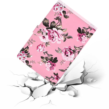 For 8 inch Universal Colored Drawing Pattern Horizontal Flip PU Leather Case with Holder & Card Slots(Pink Flowers) - 8 inch by buy2fix | Online Shopping UK | buy2fix
