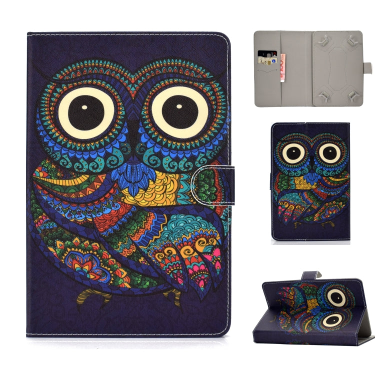 For 10 inch Universal Colored Drawing Pattern Horizontal Flip PU Leather Case with Holder & Card Slots(Owl) - 10 - 11 inch by buy2fix | Online Shopping UK | buy2fix
