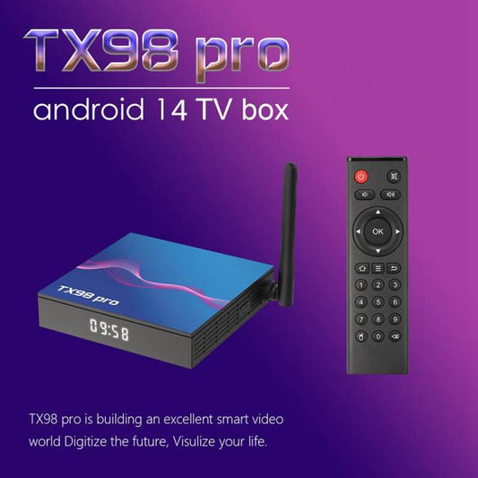 TX98 Pro 4K Ultra HD Android 14.0 Smart TV Box with Remote Control, 4GB+64GB, Allwinner H618 Quad-Core(EU Plug) - Others by buy2fix | Online Shopping UK | buy2fix