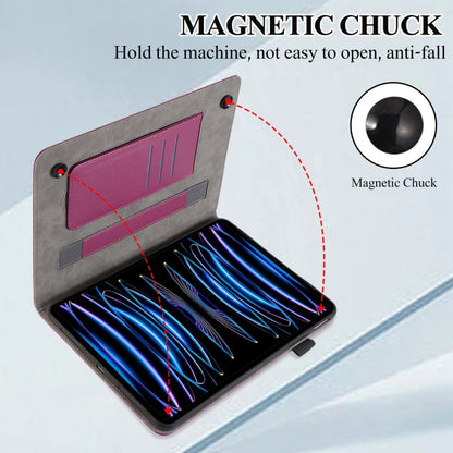 For iPad Pro 12.9 2022 / 2021 / 2020 Litchi Texture Leather Sucker Tablet Case(Purple) - iPad Pro 12.9 (2022/2021) Cases by buy2fix | Online Shopping UK | buy2fix