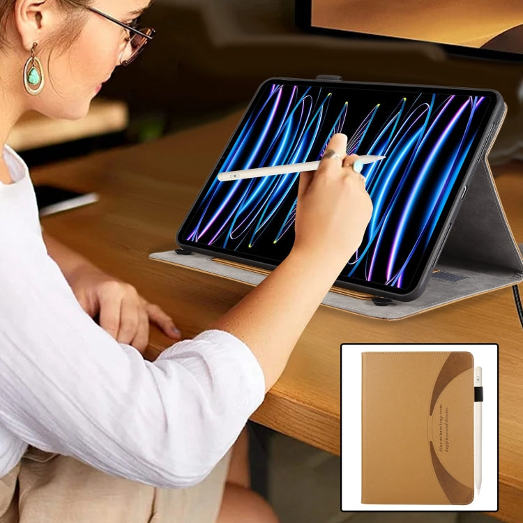 For iPad Pro 11 2022 / Air 10.9 2022 Litchi Texture Leather Sucker Tablet Case(Brown) - iPad Pro 11 (2020) Cases by buy2fix | Online Shopping UK | buy2fix