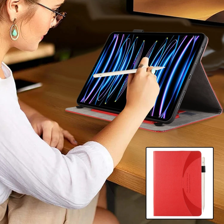 For iPad Pro 11 2022 / Air 10.9 2022 Litchi Texture Leather Sucker Tablet Case(Red) - iPad Pro 11 (2020) Cases by buy2fix | Online Shopping UK | buy2fix
