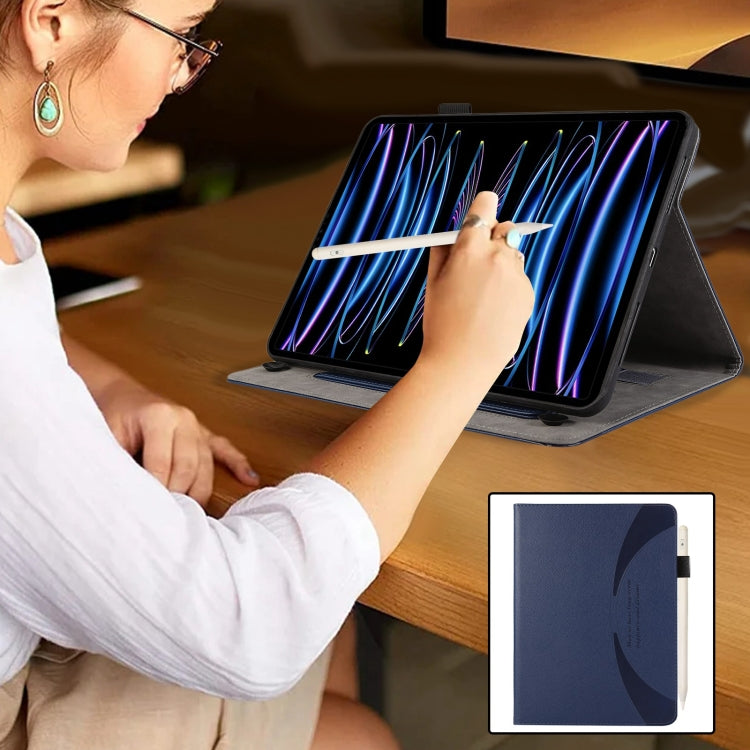 For iPad Pro 11 2022 / Air 10.9 2022 Litchi Texture Leather Sucker Tablet Case(Dark Blue) - iPad Pro 11 (2020) Cases by buy2fix | Online Shopping UK | buy2fix