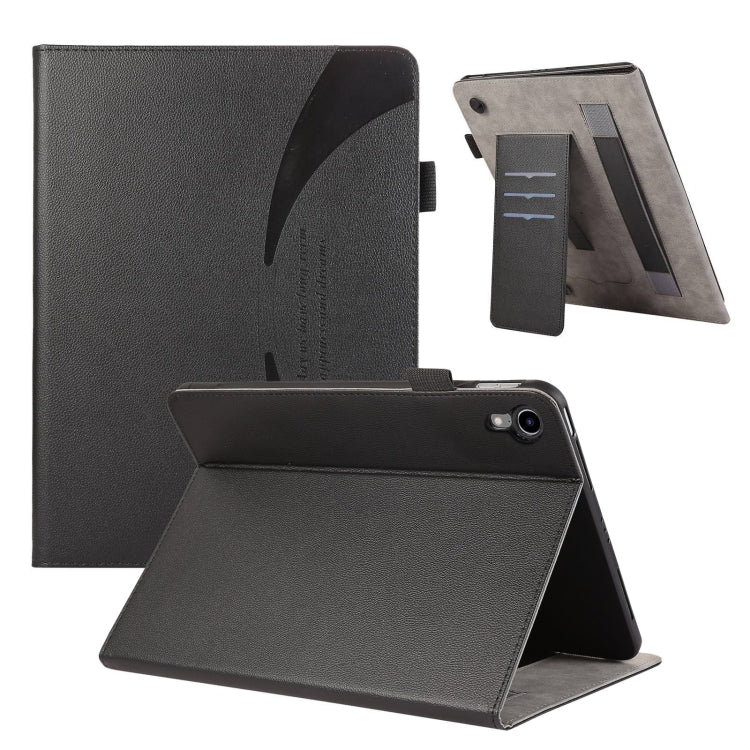 For iPad mini 6 / mini 2024 Litchi Texture Leather Sucker Tablet Case(Black) - iPad mini 6 Cases by buy2fix | Online Shopping UK | buy2fix