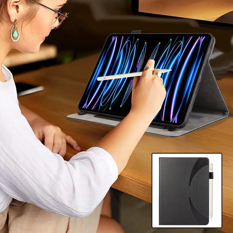 For iPad mini 6 / mini 2024 Litchi Texture Leather Sucker Tablet Case(Black) - iPad mini 6 Cases by buy2fix | Online Shopping UK | buy2fix