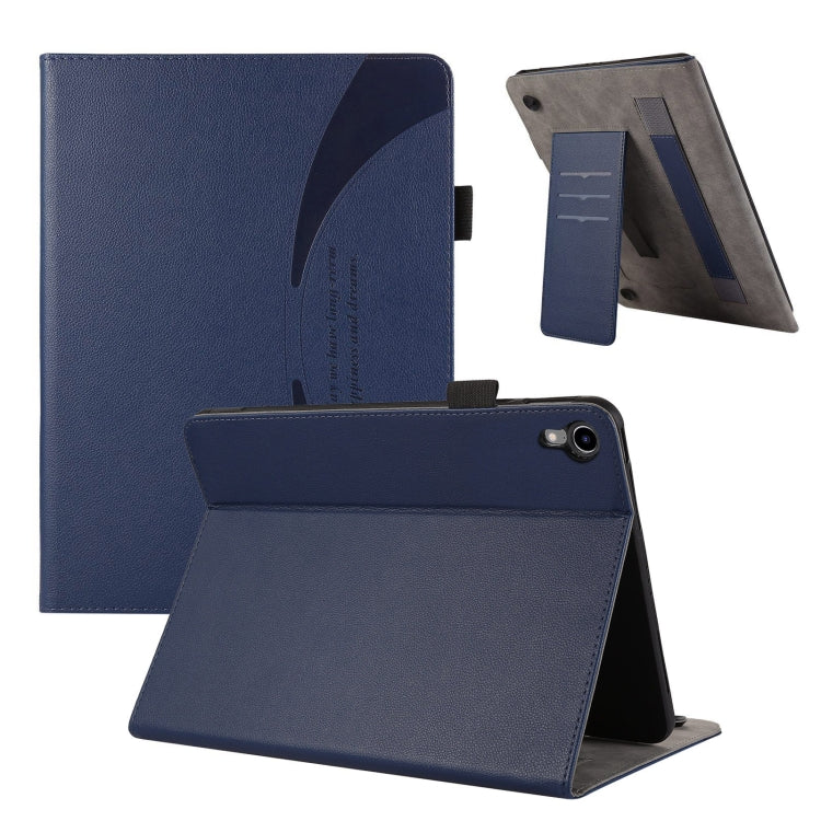 For iPad mini 6 / mini 2024 Litchi Texture Leather Sucker Tablet Case(Dark Blue) - iPad mini 6 Cases by buy2fix | Online Shopping UK | buy2fix