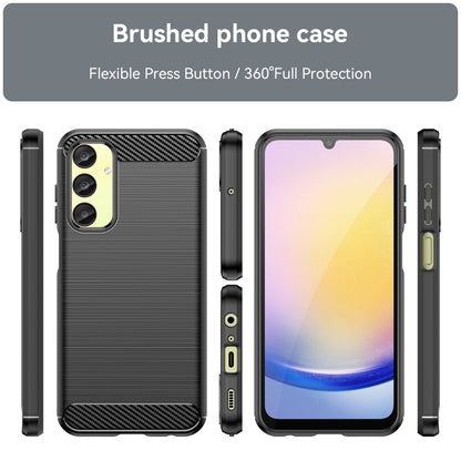 For Samsung Galaxy A25 5G Brushed Texture Carbon Fiber TPU Phone Case(Black) by buy2fix