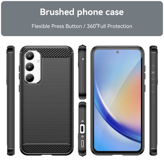 For Samsung Galaxy A35 Brushed Texture Carbon Fiber TPU Phone Case(Black) by buy2fix