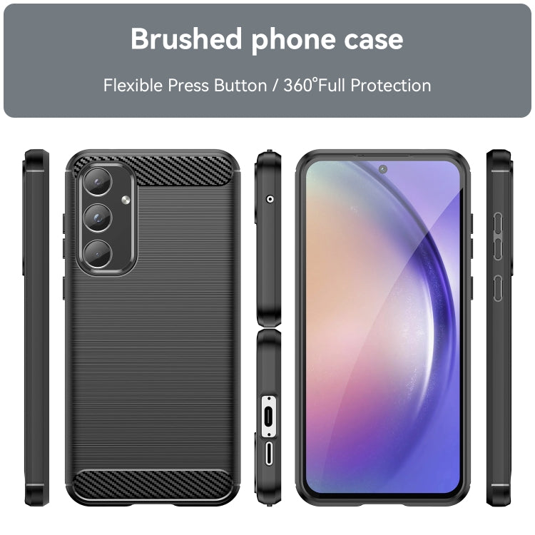 For Samsung Galaxy A55 Brushed Texture Carbon Fiber TPU Phone Case(Black) by buy2fix