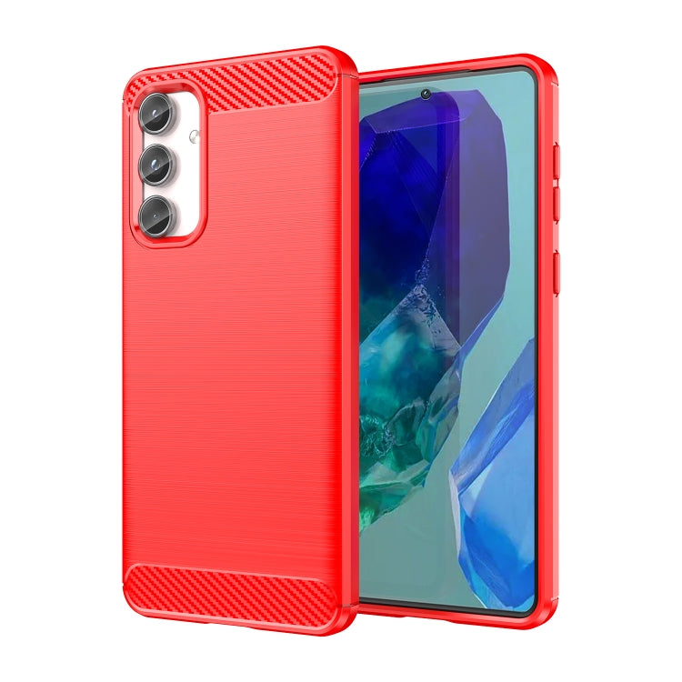 For Samsung Galaxy M55 Brushed Texture Carbon Fiber TPU Phone Case(Red) by buy2fix
