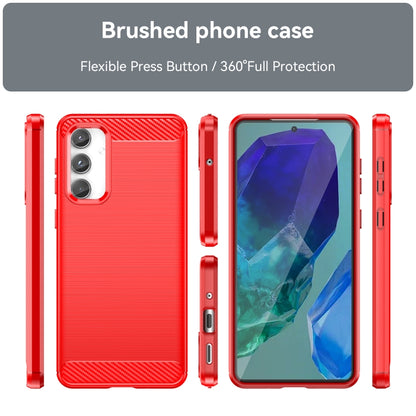 For Samsung Galaxy M55 Brushed Texture Carbon Fiber TPU Phone Case(Red) by buy2fix