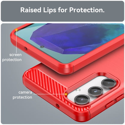 For Samsung Galaxy M55 Brushed Texture Carbon Fiber TPU Phone Case(Red) by buy2fix