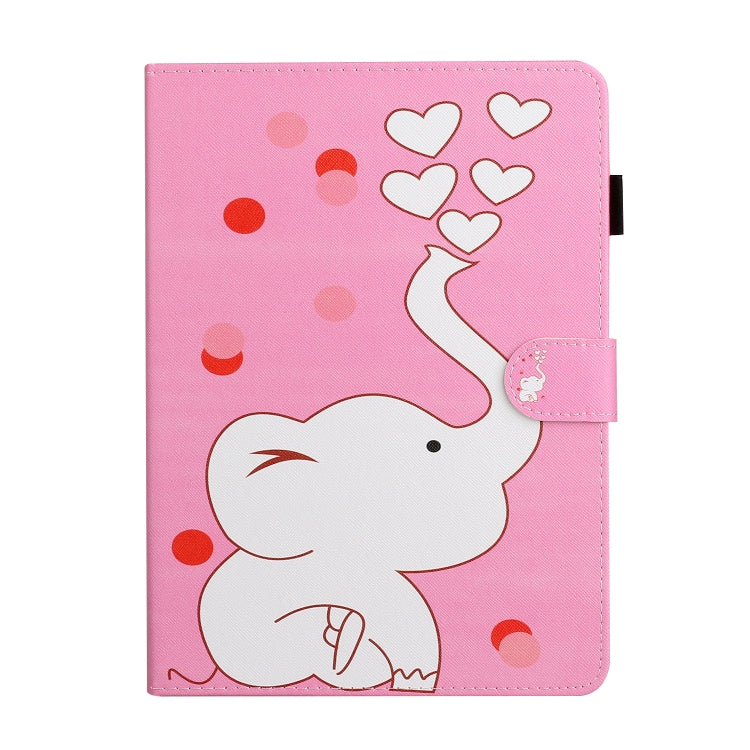 For iPad Pro 11 inch (2020) Colored Drawing Pattern Horizontal Flip PU Leather Tablet Case with Holder & Card Slot & Sleep / Wake-up Function(Loving Elephant) - iPad Pro 11 (2020) Cases by buy2fix | Online Shopping UK | buy2fix