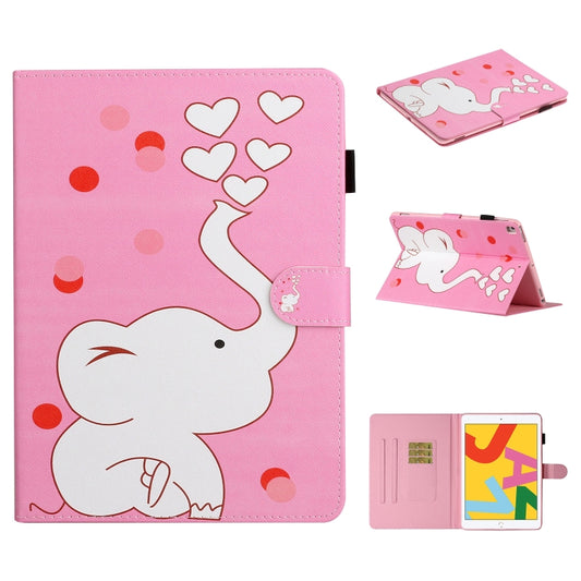 For iPad 9.7 (2017/2018) & Air 2 & Air & iPad Pro 9.7 Colored Drawing Pattern Horizontal Flip PU Leather Case with Holder & Card Slot & Sleep / Wake-up Function(Loving Elephant) - iPad 9.7 (2018) & (2017) Cases by buy2fix | Online Shopping UK | buy2fix