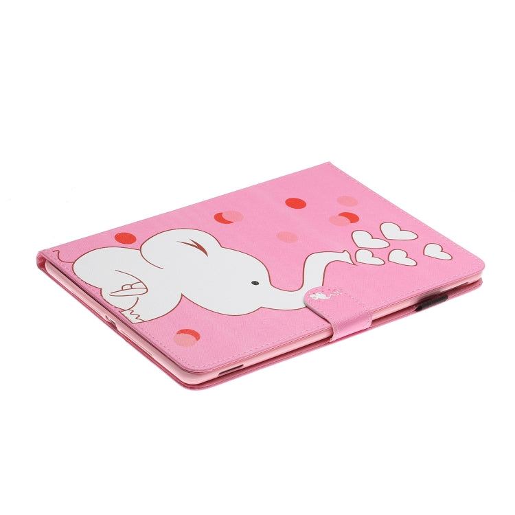 For iPad 9.7 (2017/2018) & Air 2 & Air & iPad Pro 9.7 Colored Drawing Pattern Horizontal Flip PU Leather Case with Holder & Card Slot & Sleep / Wake-up Function(Loving Elephant) - iPad 9.7 (2018) & (2017) Cases by buy2fix | Online Shopping UK | buy2fix
