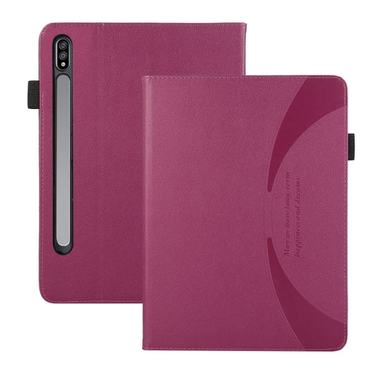 For Samsung Galaxy Tab S9 / S8 / S7 Litchi Texture Leather Sucker Tablet Case(Purple) - Other Galaxy Tab PC by buy2fix | Online Shopping UK | buy2fix