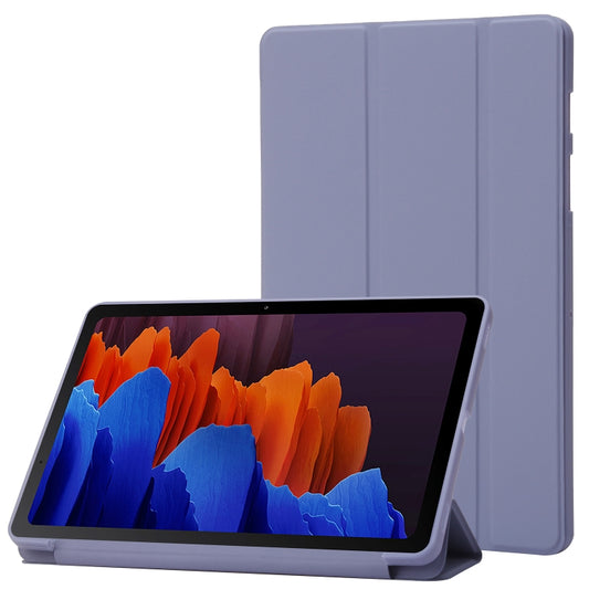 For Samsung Galaxy Tab S9+ / S10+ 3-Fold Holder Silicone Leather Tablet Case(Purple) - Galaxy Tab S9+ Cases by buy2fix | Online Shopping UK | buy2fix
