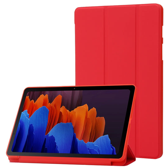 For Samsung Galaxy Tab S10 FE / S9 FE / S9 3-Fold Holder Silicone Leather Tablet Case(Red)