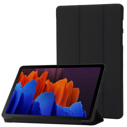 For Samsung Galaxy Tab S10 FE / S9 FE / S9 3-Fold Holder Silicone Leather Tablet Case(Black) - Galaxy Tab S9 Cases by buy2fix | Online Shopping UK | buy2fix