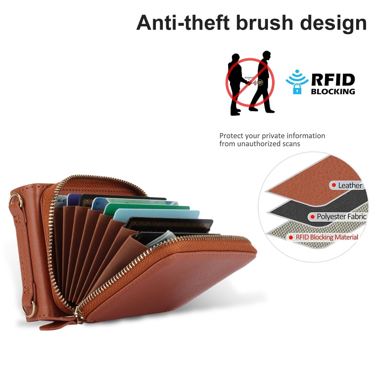 For Motorola Razr 40 Ultra Long and Short Lanyard Zipper Card Slot Foldable Phone Case(Brown) by buy2fix