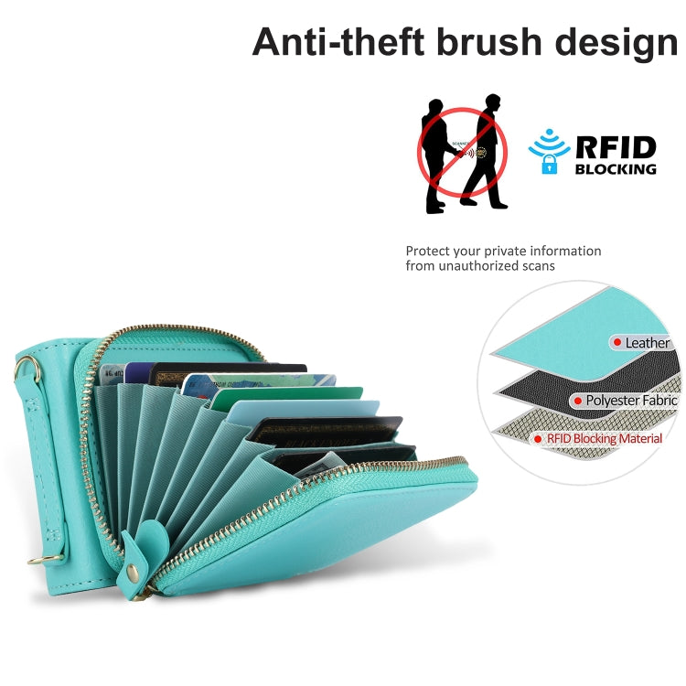 For Motorola Razr 40 Ultra Long and Short Lanyard Zipper Card Slot Foldable Phone Case(Mint Green) - Motorola Cases by buy2fix | Online Shopping UK | buy2fix