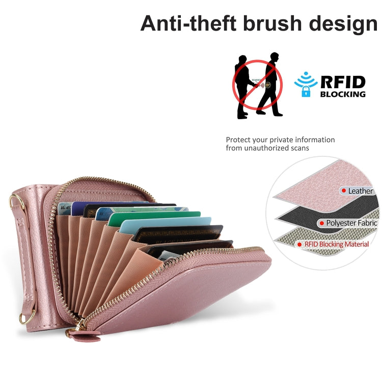 For Motorola Razr 40 Long and Short Lanyard Zipper Card Slot Foldable Phone Case(Pink) by buy2fix