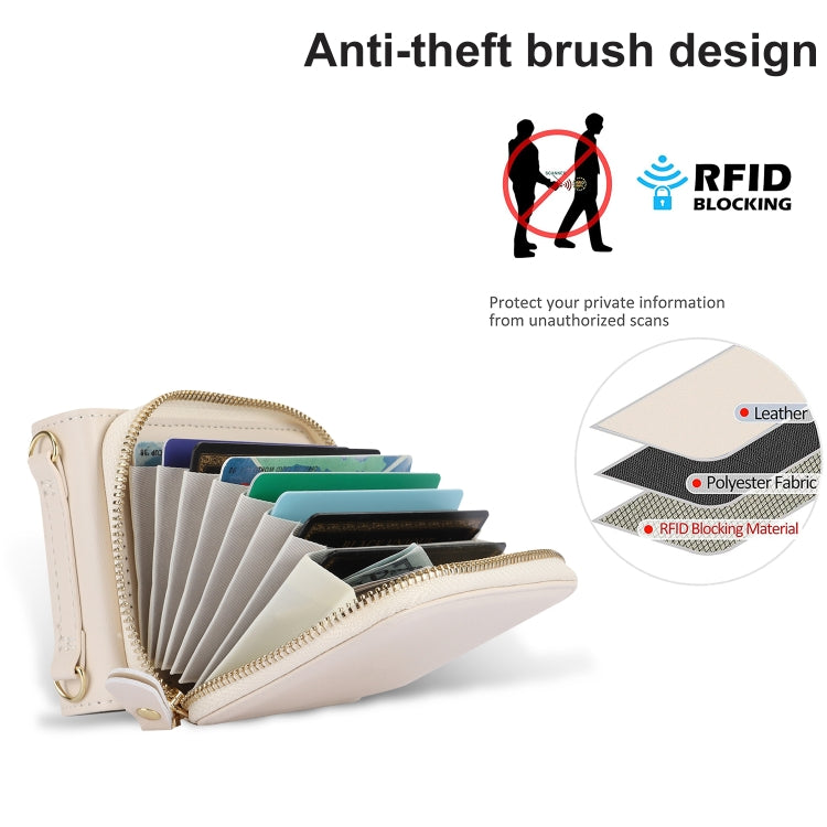 For Motorola Razr 40 Long and Short Lanyard Zipper Card Slot Foldable Phone Case(Beige) - Motorola Cases by buy2fix | Online Shopping UK | buy2fix