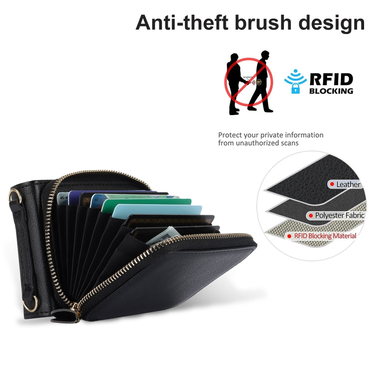 For Motorola Razr 40 Long and Short Lanyard Zipper Card Slot Foldable Phone Case(Black) by buy2fix