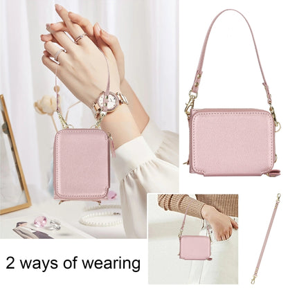 For Samsung Galaxy Z Flip5 Long and Short Lanyard Zipper Card Slot Foldable Phone Case(Pink) - Galaxy Z Flip5 Cases by buy2fix | Online Shopping UK | buy2fix