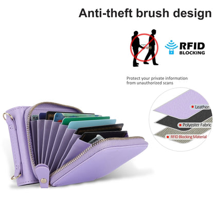 For Samsung Galaxy Z Flip5 Long and Short Lanyard Zipper Card Slot Foldable Phone Case(Purple) - Galaxy Z Flip5 Cases by buy2fix | Online Shopping UK | buy2fix