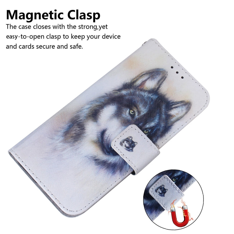 For Motorola Moto G Play 4G 2024 Coloured Drawing Flip Leather Phone Case(White Wolf) by buy2fix