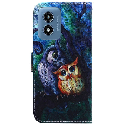 For Motorola Moto G Play 4G 2024 Coloured Drawing Flip Leather Phone Case(Oil Painting Owl) by buy2fix