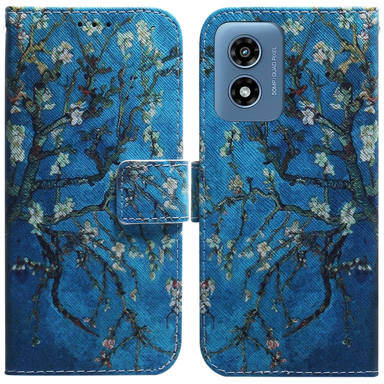 For Motorola Moto G Play 4G 2024 Coloured Drawing Flip Leather Phone Case(Apricot) by buy2fix