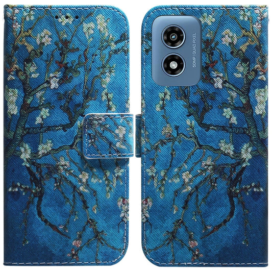 For Motorola Moto G Play 4G 2024 Coloured Drawing Flip Leather Phone Case(Apricot) by buy2fix