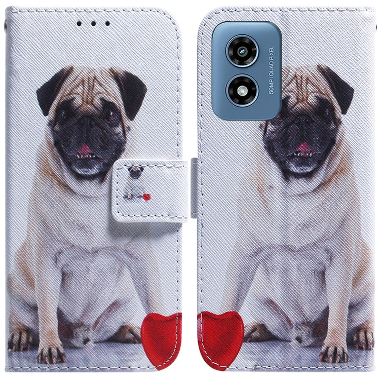 For Motorola Moto G Play 4G 2024 Coloured Drawing Flip Leather Phone Case(Pug) by buy2fix