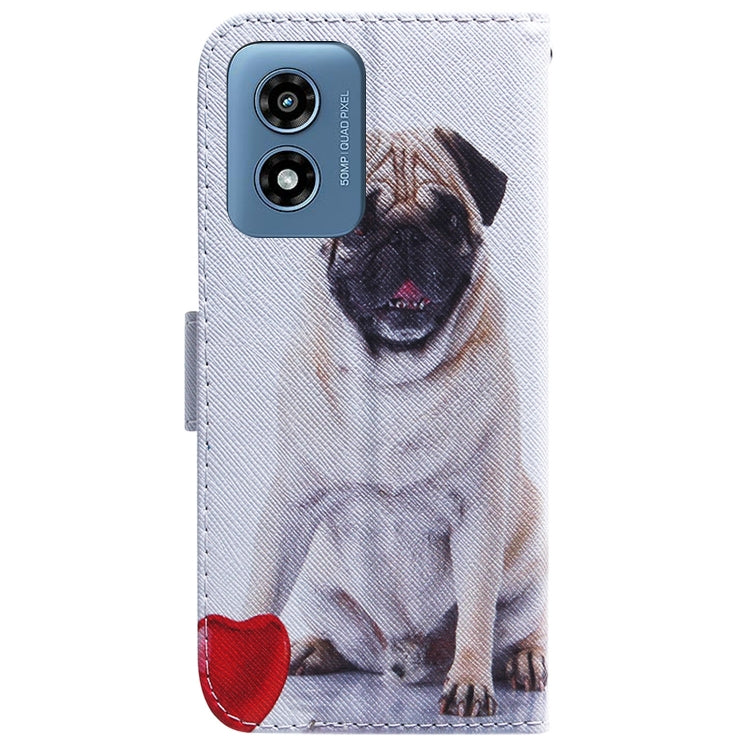 For Motorola Moto G Play 4G 2024 Coloured Drawing Flip Leather Phone Case(Pug) by buy2fix