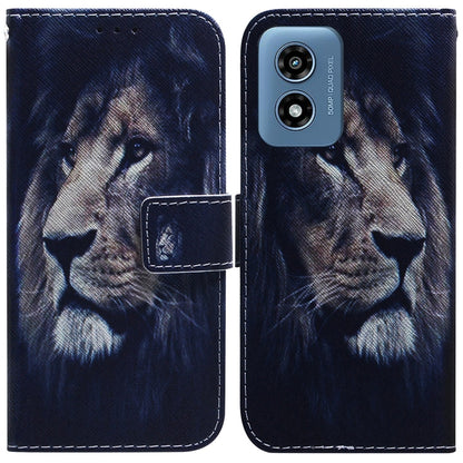 For Motorola Moto G Play 4G 2024 Coloured Drawing Flip Leather Phone Case(Lion) by buy2fix