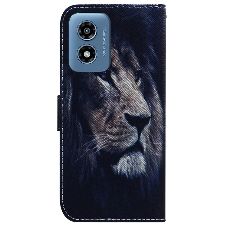 For Motorola Moto G Play 4G 2024 Coloured Drawing Flip Leather Phone Case(Lion) by buy2fix