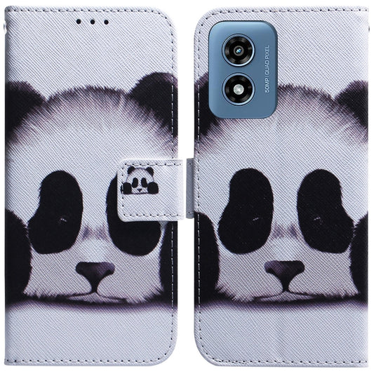 For Motorola Moto G Play 4G 2024 Coloured Drawing Flip Leather Phone Case(Panda) by buy2fix