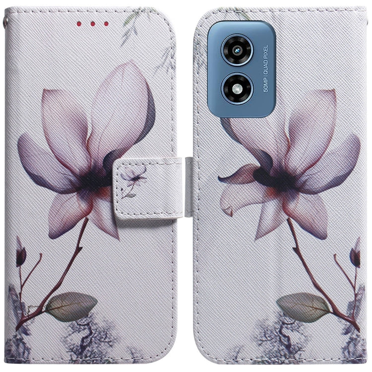 For Motorola Moto G Play 4G 2024 Coloured Drawing Flip Leather Phone Case(Magnolia) by buy2fix