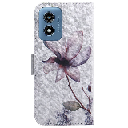 For Motorola Moto G Play 4G 2024 Coloured Drawing Flip Leather Phone Case(Magnolia) by buy2fix