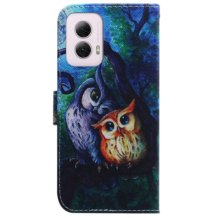 For Motorola Moto G Power 5G 2024 Coloured Drawing Flip Leather Phone Case(Oil Painting Owl) by buy2fix