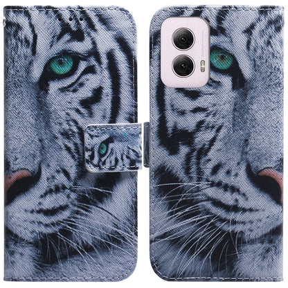 For Motorola Moto G Power 5G 2024 Coloured Drawing Flip Leather Phone Case(Tiger) by buy2fix