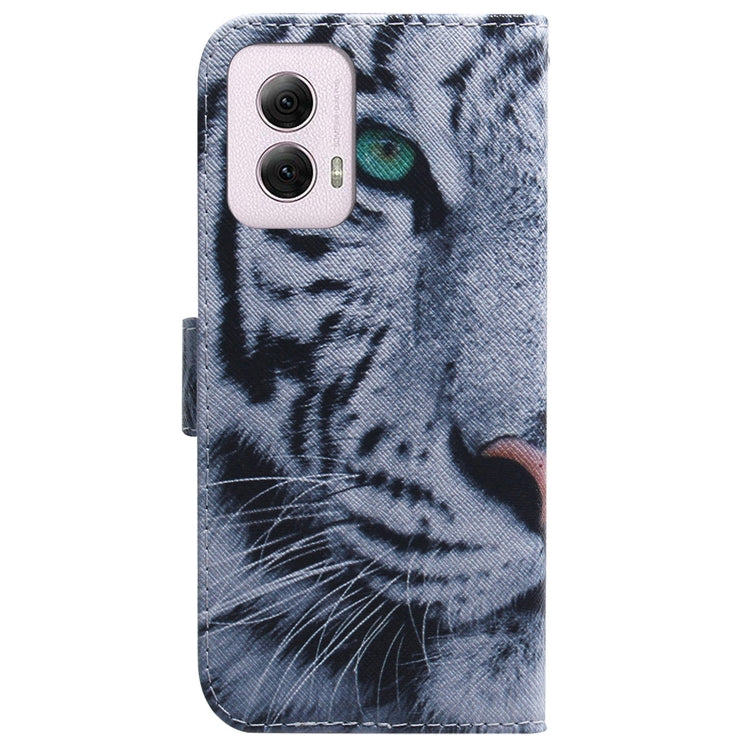 For Motorola Moto G Power 5G 2024 Coloured Drawing Flip Leather Phone Case(Tiger) by buy2fix