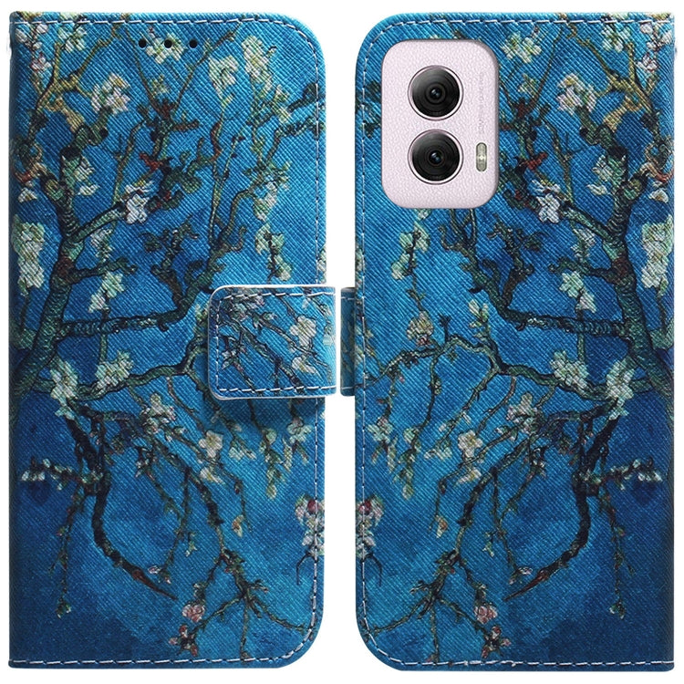 For Motorola Moto G Power 5G 2024 Coloured Drawing Flip Leather Phone Case(Apricot) by buy2fix